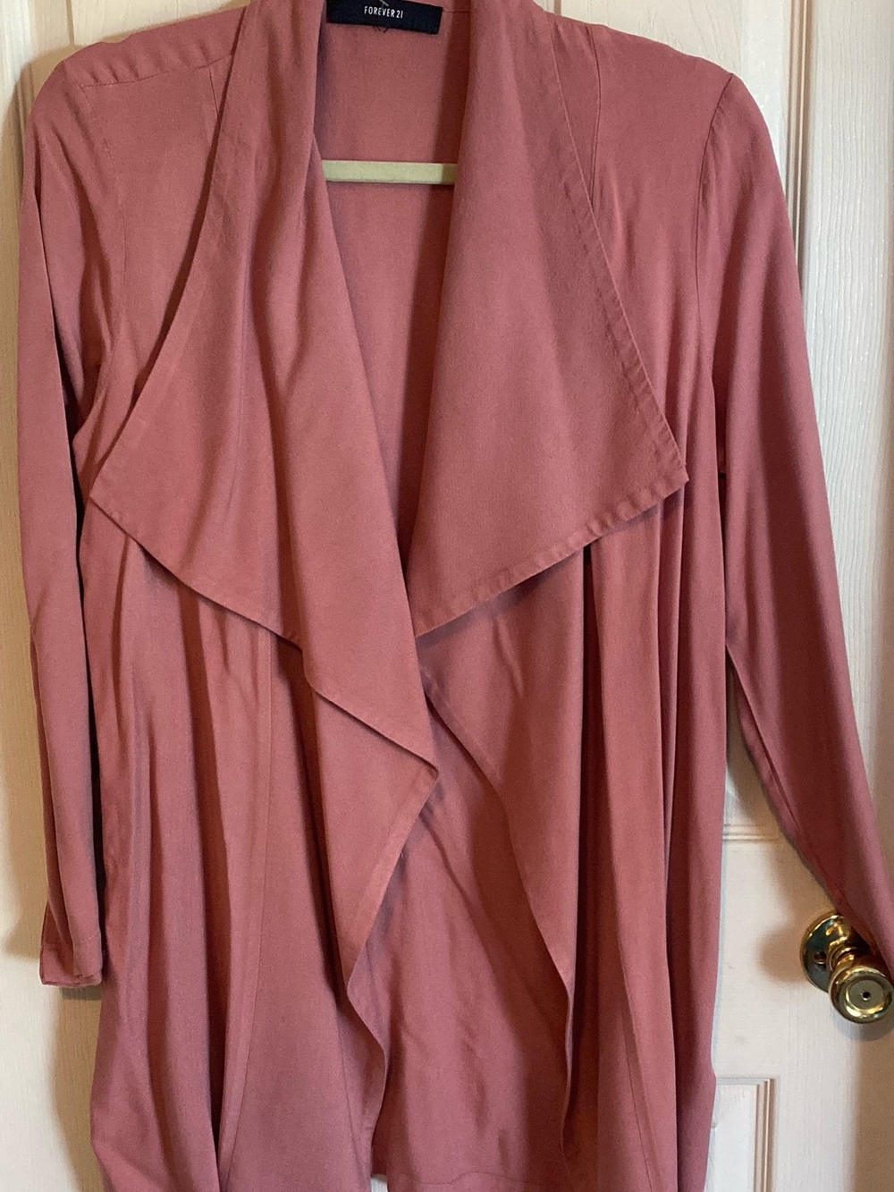 Forever 21 Draped Open-Front Cardigan in Dusty Rose